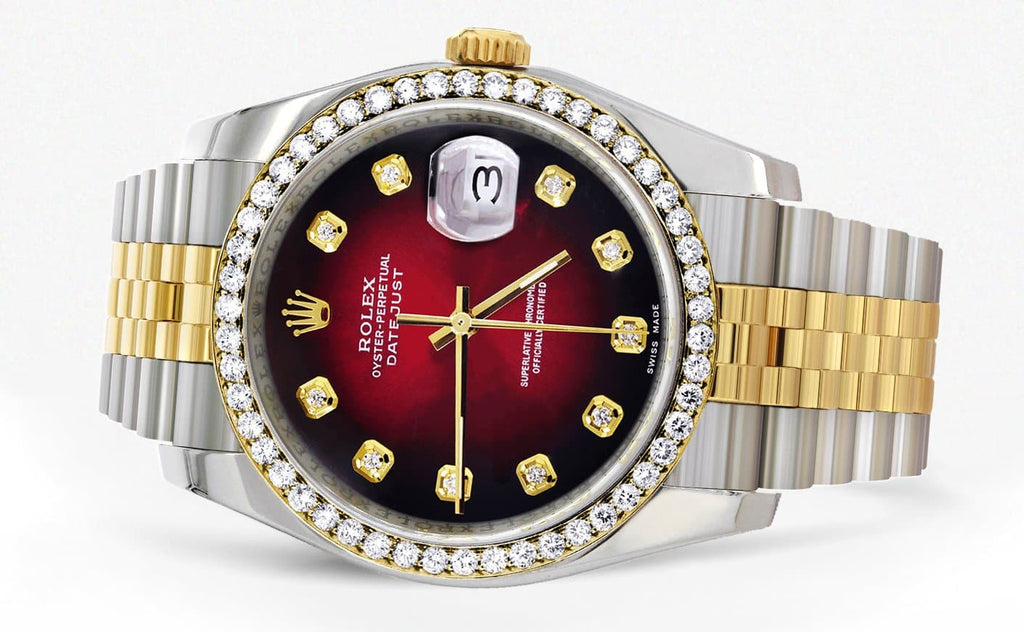 New Style | Hidden Clasp | Gold Rolex Datejust Watch | 36Mm | Red Dial | Jubilee Band CUSTOM ROLEX MANUFACTURER 11 