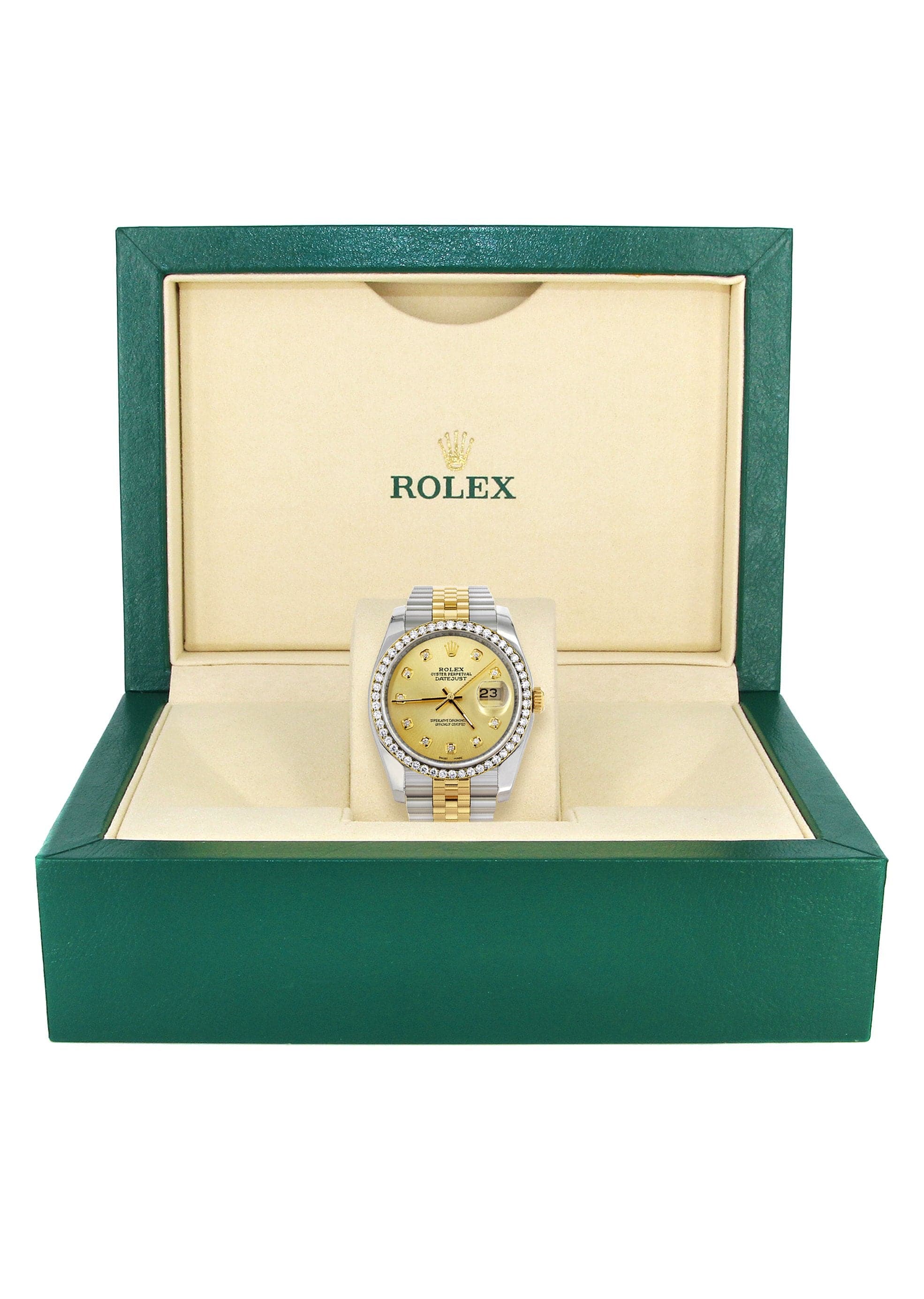 116233 | Hidden Clasp | Gold Rolex Datejust Watch | 36Mm | Gold Dial |