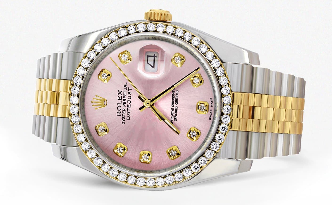 116233 | Hidden Clasp | Gold Rolex Datejust Watch | 36Mm | Pink Dial |