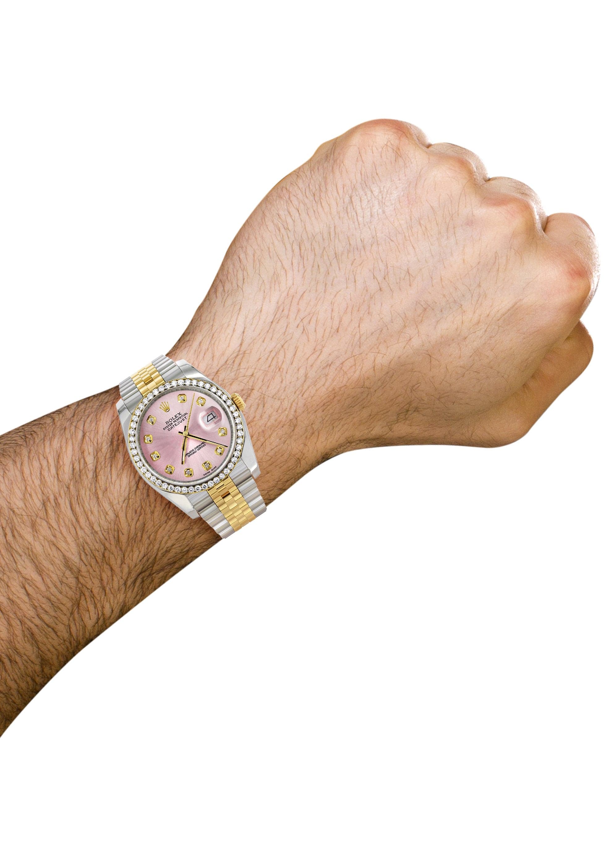 116233 | Hidden Clasp | Gold Rolex Datejust Watch | 36Mm | Pink Dial |