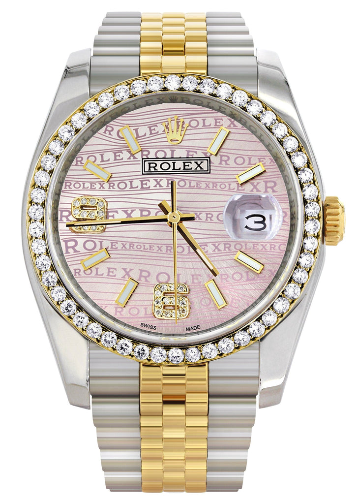 New Style | Hidden Clasp | Gold & Steel Rolex Datejust Watch | 36Mm | Custom Diamond Pink Dial | Jubilee Band CUSTOM ROLEX MANUFACTURER 11 