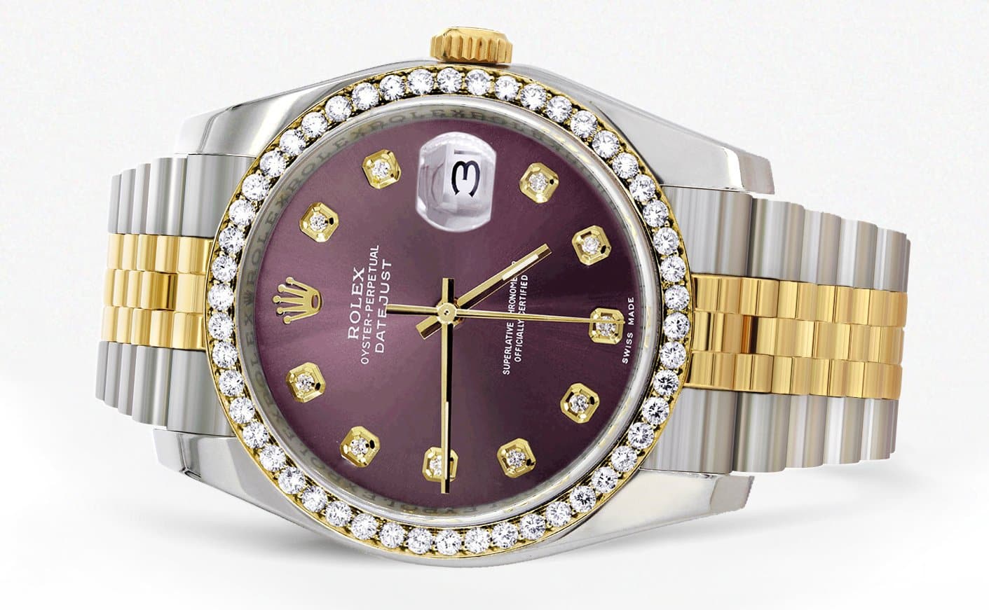 116233 | Hidden Clasp | Diamond Rolex Datejust Watch | 36Mm | Purple D