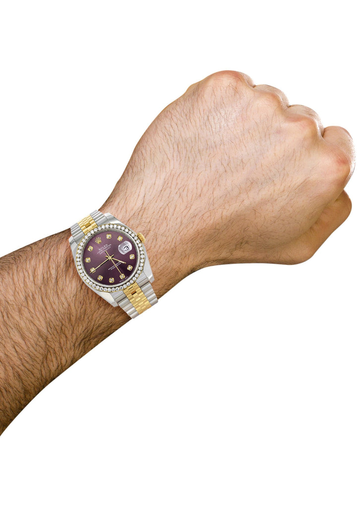 New Style | Hidden Clasp | Diamond Rolex Datejust Watch | 36Mm | Purple Dial | Jubilee Band CUSTOM ROLEX MANUFACTURER 11 
