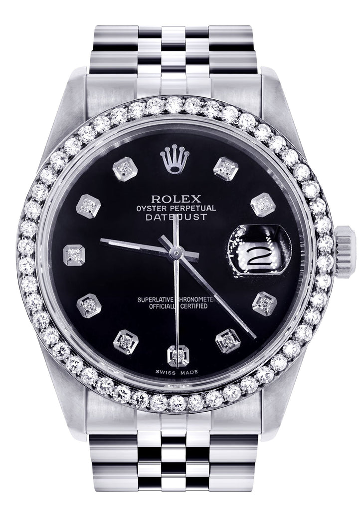 Womens Rolex Datejust Watch | 36Mm | Black Dial | Jubilee Band women custom rolex FrostNYC 