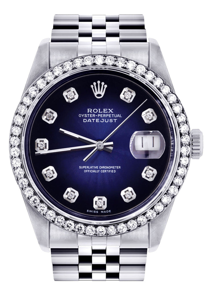 Mens Rolex Datejust Watch | 36Mm | Blue Dial | Jubilee Band CUSTOM ROLEX FrostNYC 