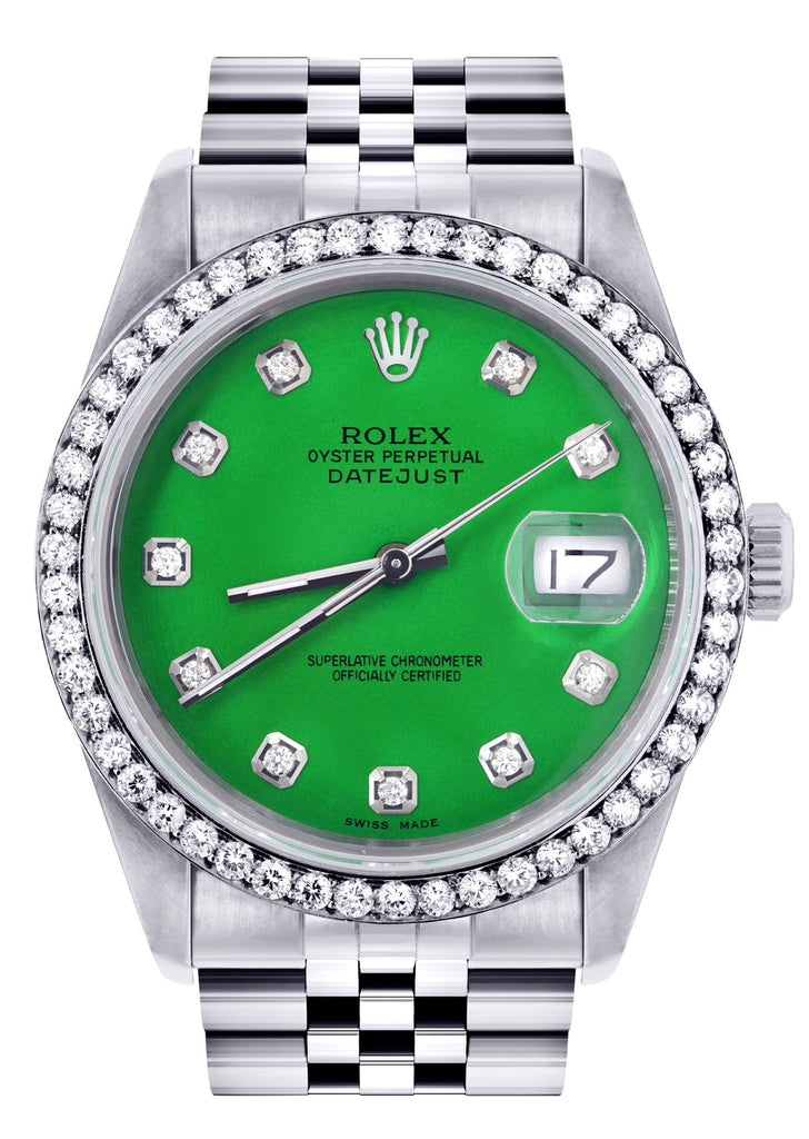 Womens Rolex Datejust Watch | 36Mm | Green Dial | Jubilee Band women custom rolex FrostNYC 