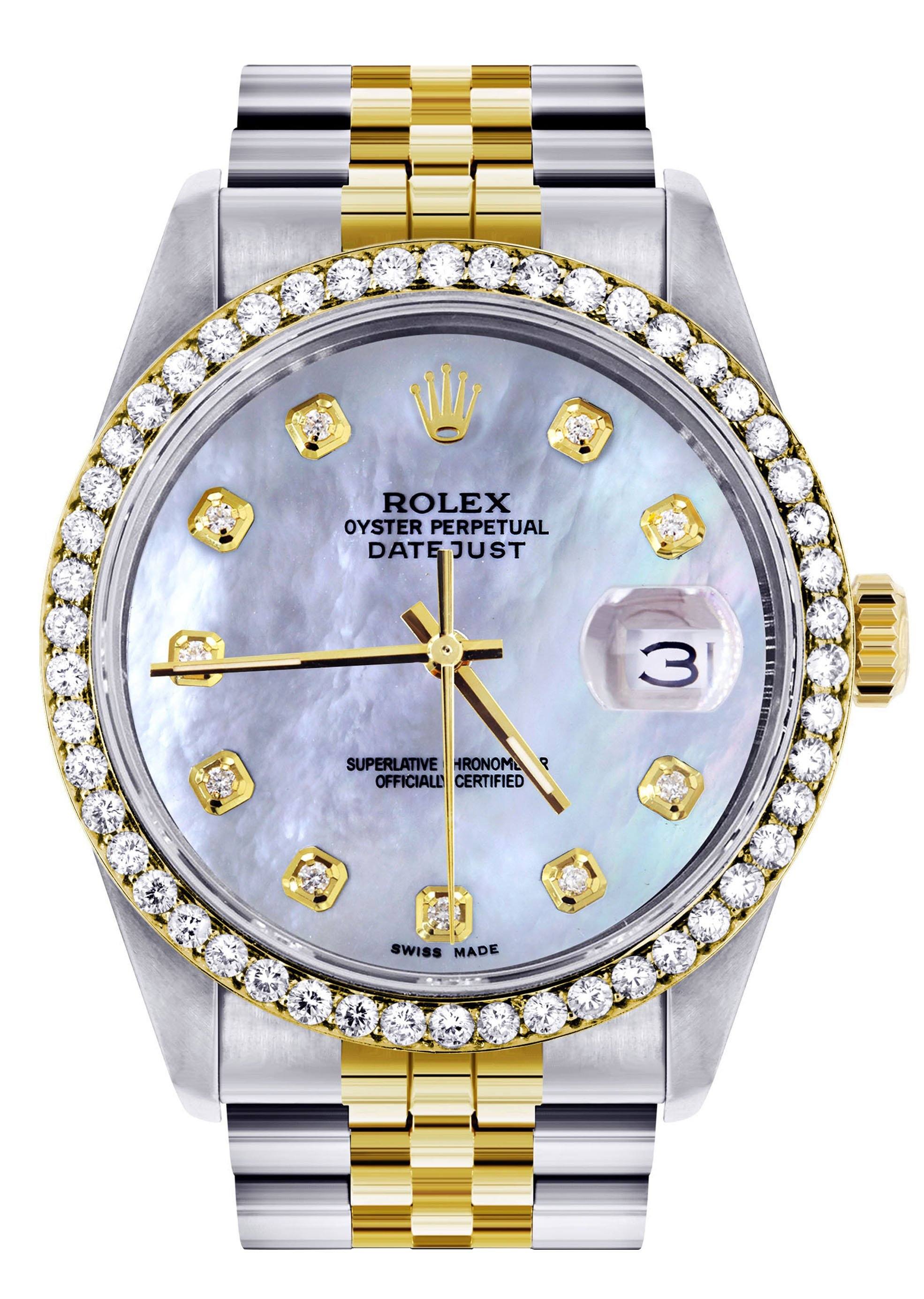 Relógio Rolex Datejust de dois tons para mulher 36mm Mostrador