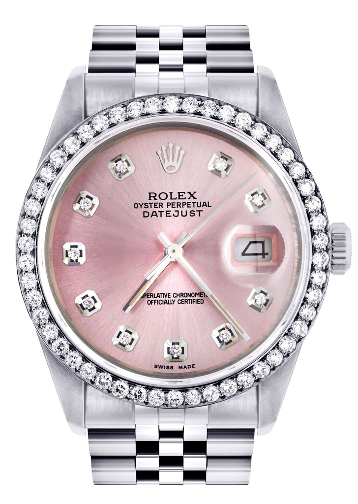 Womens Rolex Datejust Watch | 36Mm | Pink Dial | Jubilee Band women custom rolex FrostNYC 