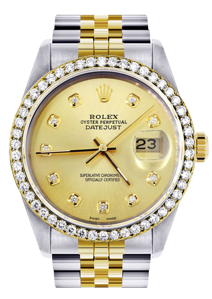 Gold Rolex Datejust Watch | 36Mm | Gold Dial | Jubilee Band CUSTOM ROLEX FrostNYC 