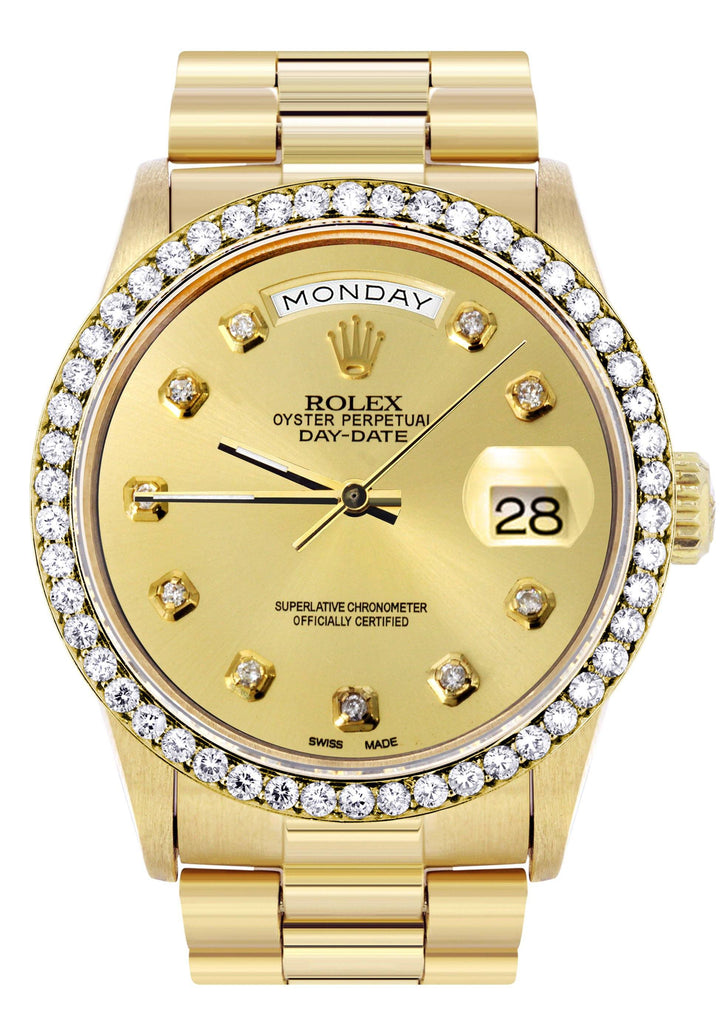 Rolex Day-Date | Presidential | 18K Yellow Gold | Diamond Bezel | Gold Diamond Dial CUSTOM ROLEX FROST NYC 