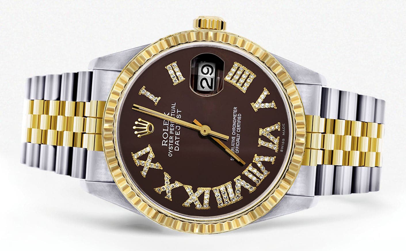 Mens Rolex Datejust Watch 16233 Two Tone | Fluted Bezel | 36Mm | Choco