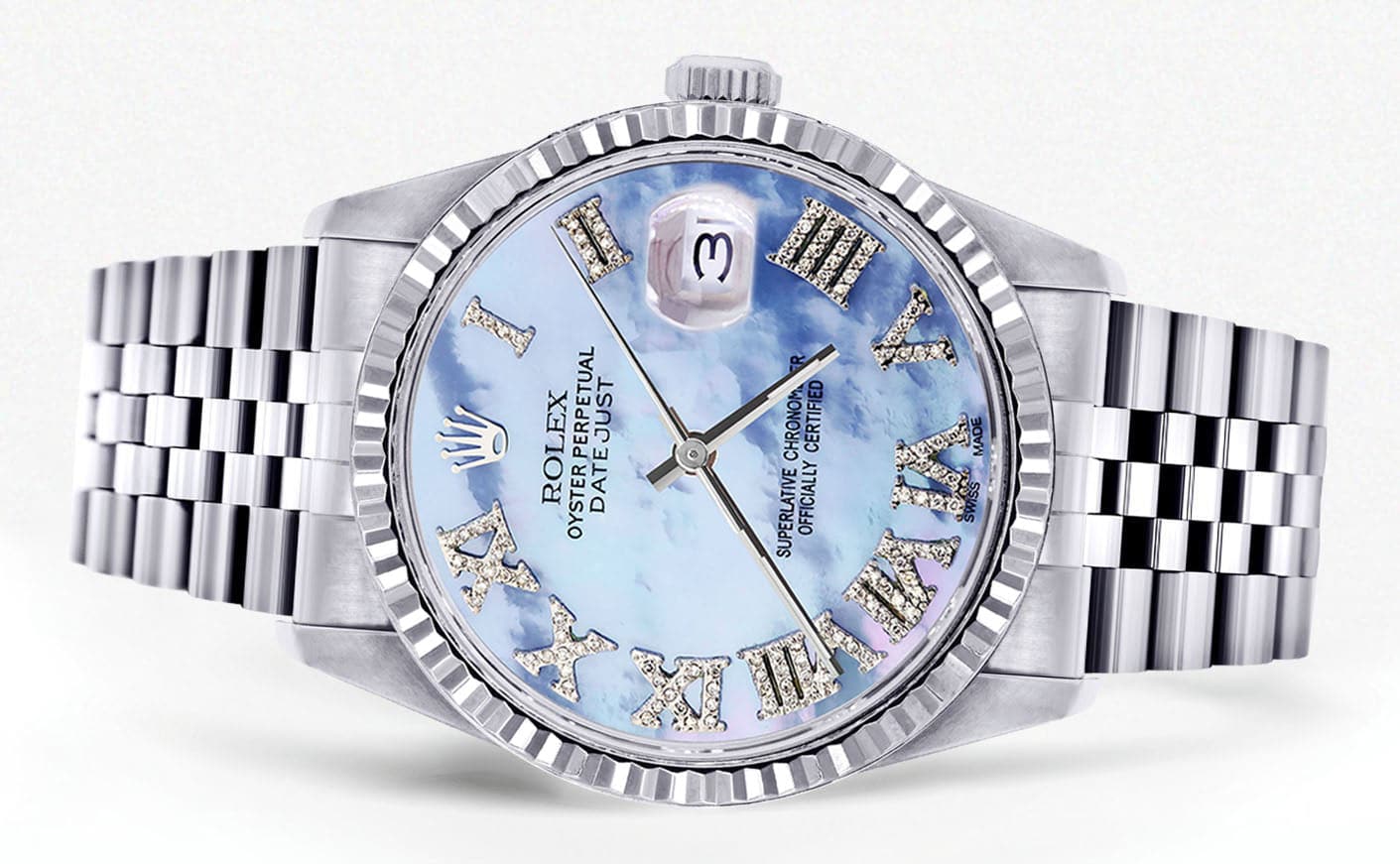 Mens Rolex Datejust Watch 16200 | Fluted Bezel | 36Mm | Mother of Pear