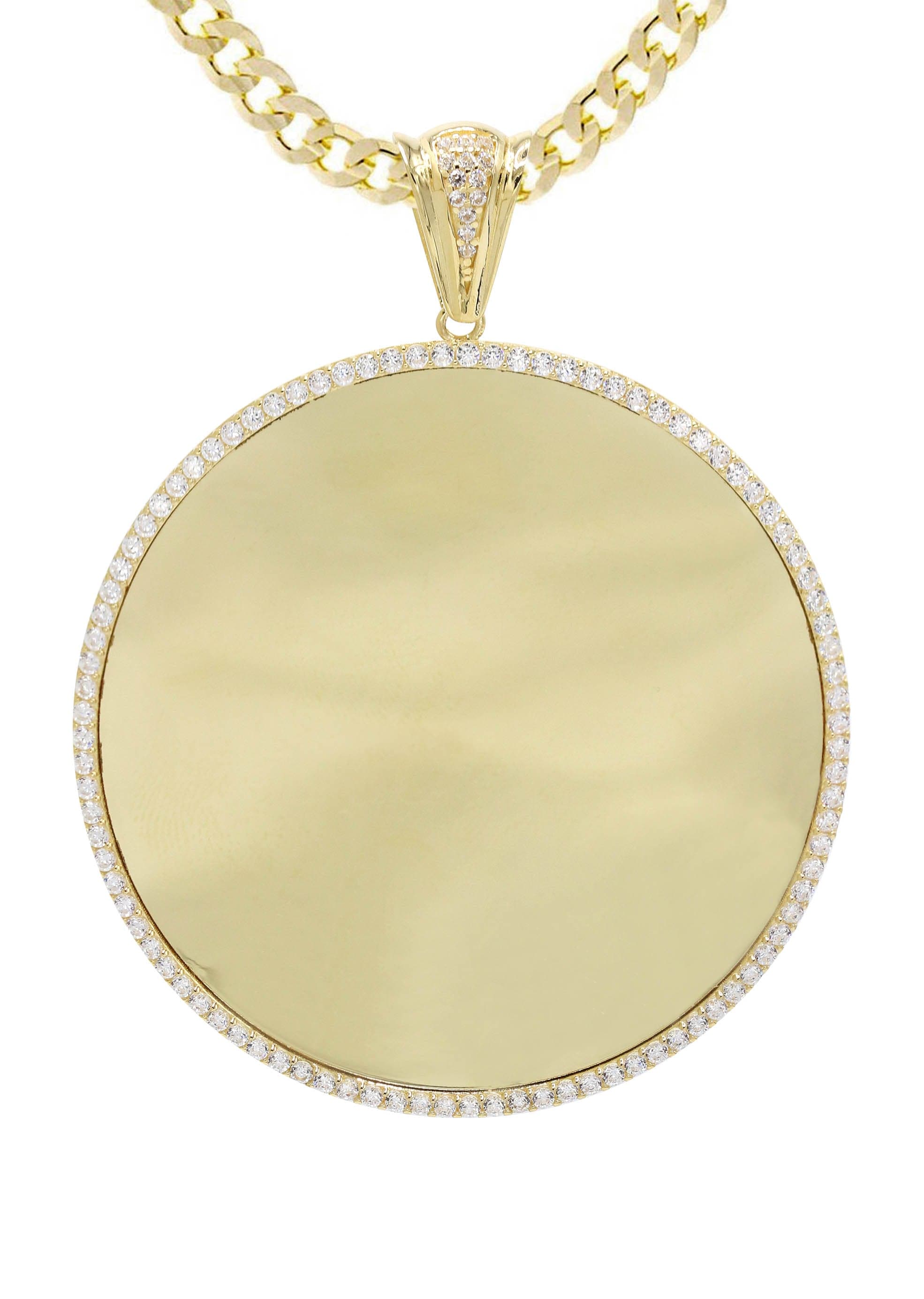 10K Yellow Gold CZ Picture Pendant Necklace | Appx. 25 Grams 10K Yellow Gold CZ Picture Pendant Necklace | Appx. 25 Grams