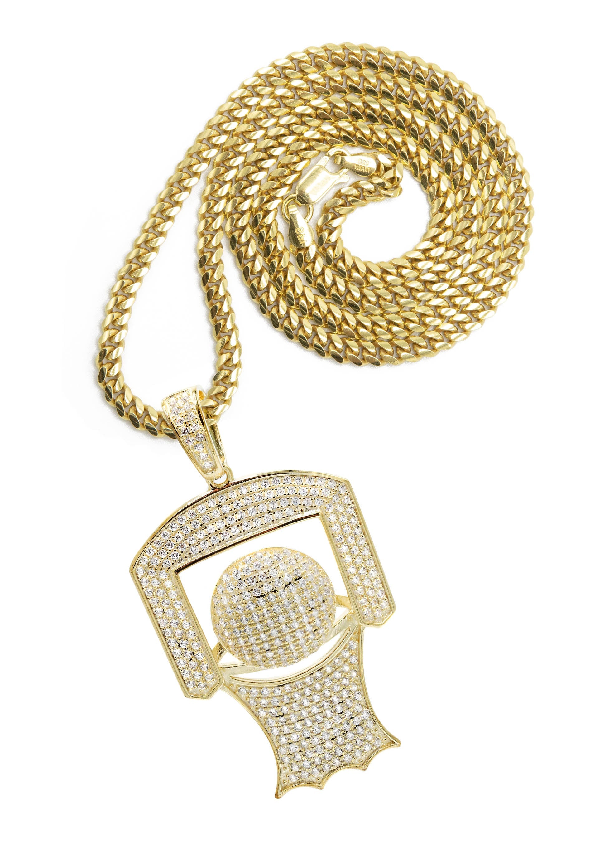 Basketball Pendant Necklace Gold Basketball Chain 10K Yellow Gold