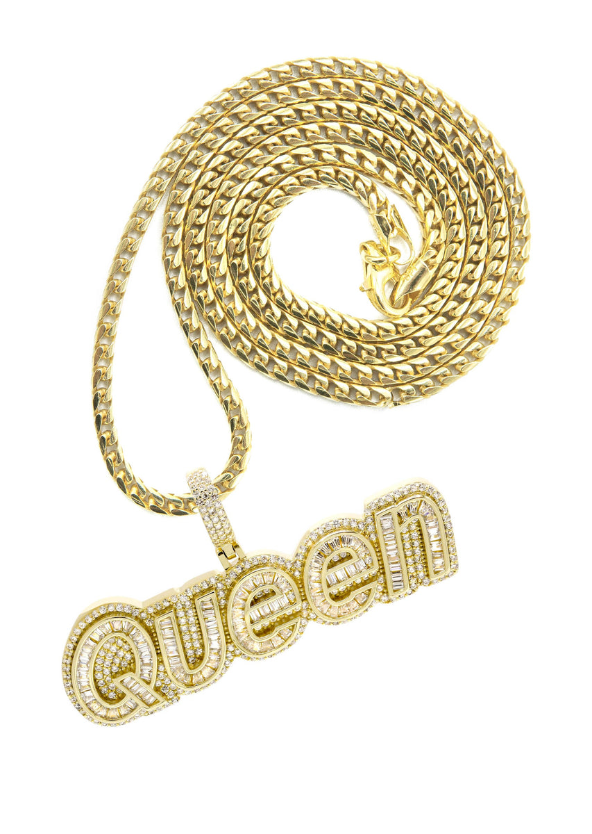 Silver Necklace - Gold QUEEN Necklace | 30 Grams