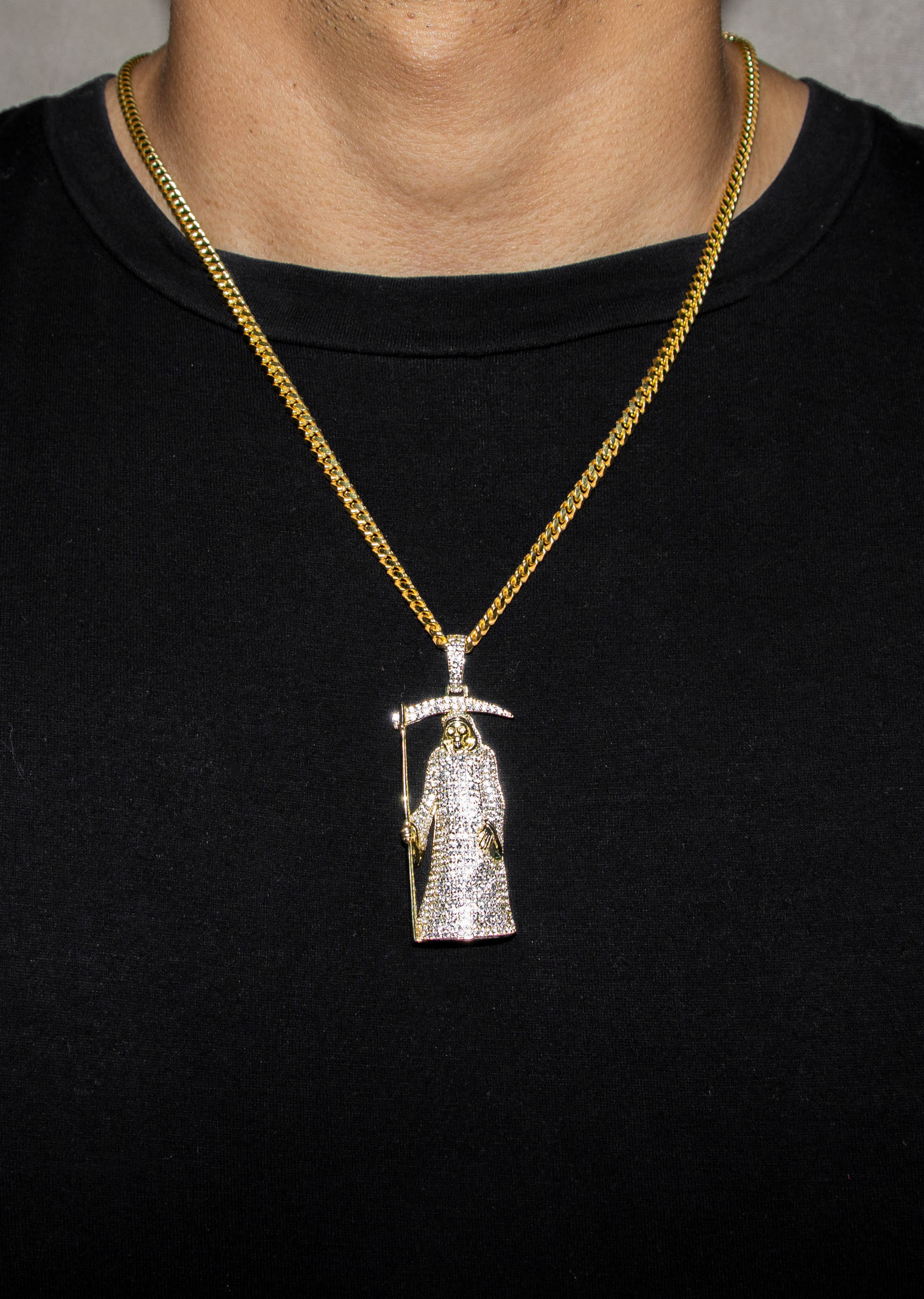 Santa Muerte CZ Necklace / Santa Muerte Pendant / Gold Filled Necklace / Dije de la Santa Muerte