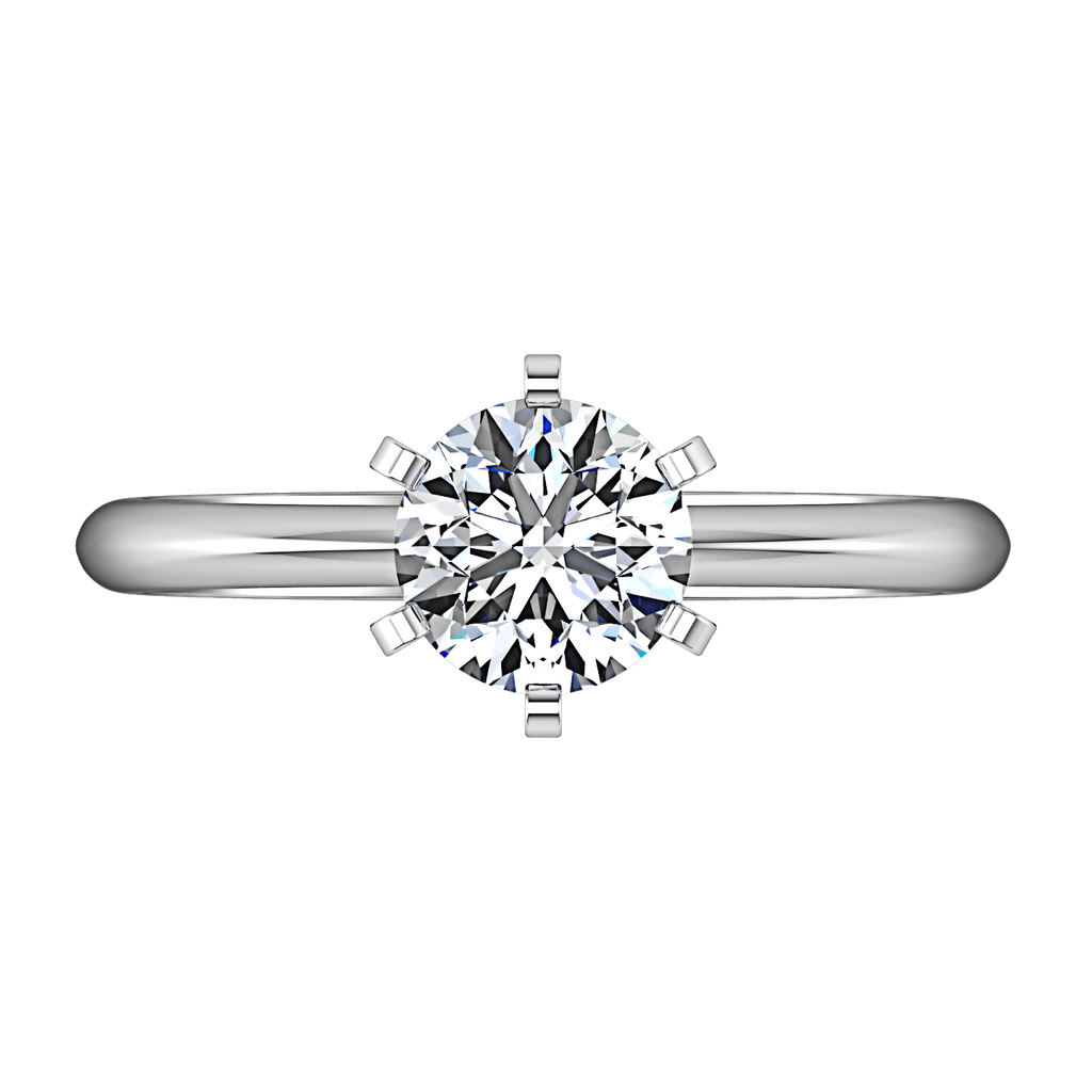 Round Diamond Solitaire Engagement Ring Classic 6 Prong 14K White Gold engagement rings imaginediamonds 
