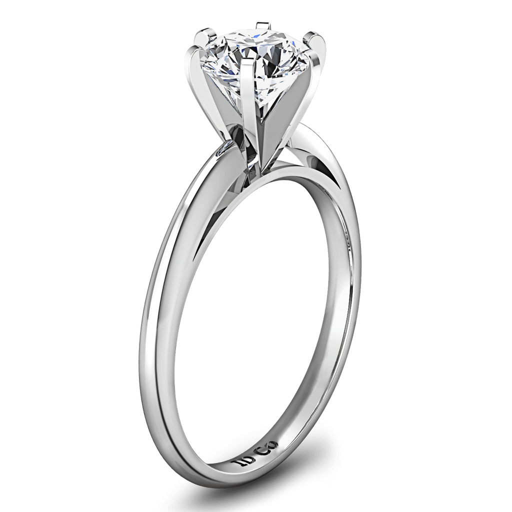 Round Diamond Solitaire Engagement Ring Cathedral 6 Prong 14K White Gold engagement rings imaginediamonds 