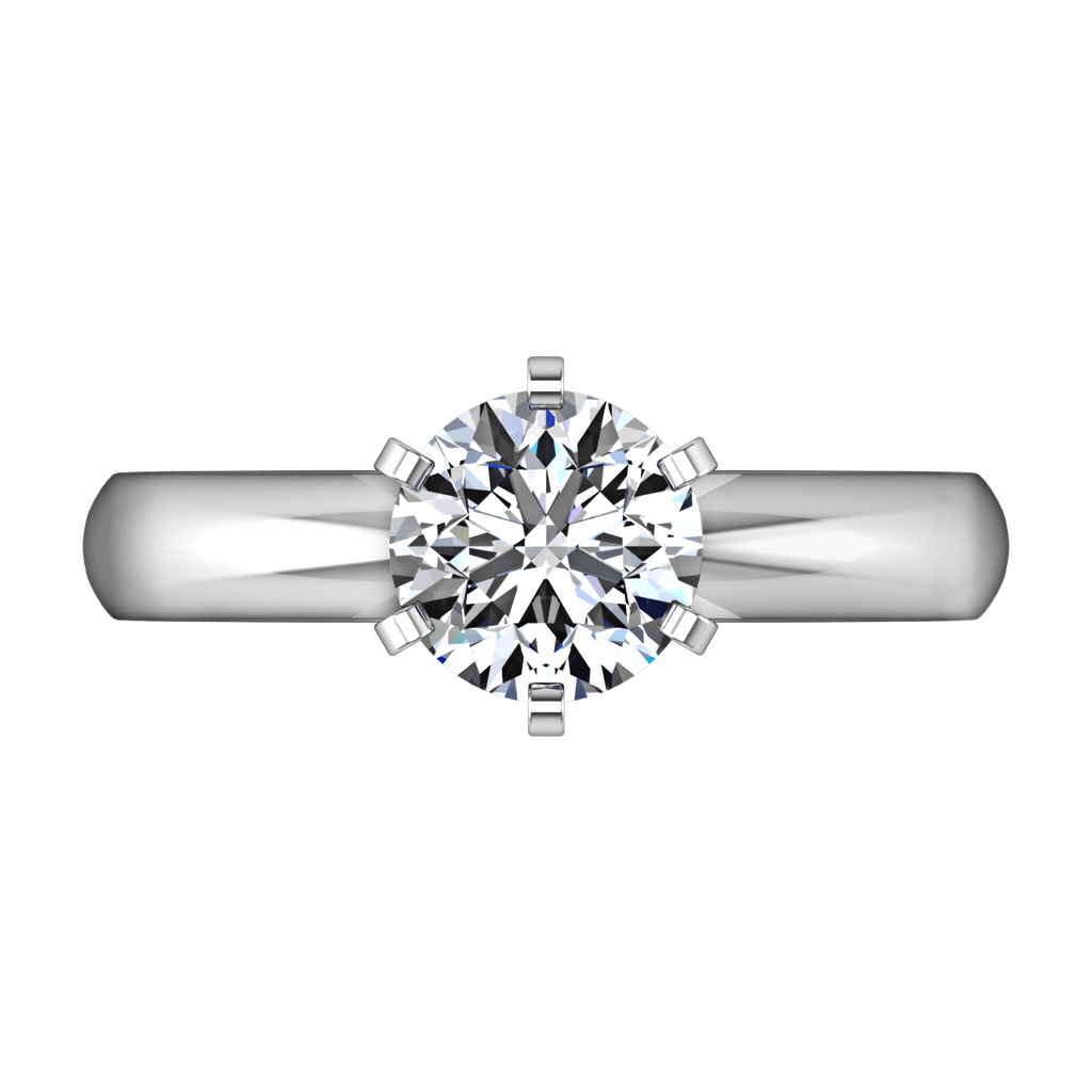 Round Diamond Solitaire Engagement Ring Wide Classic 6 Prong 14K White Gold engagement rings imaginediamonds 