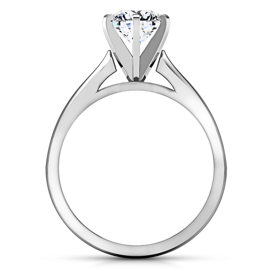 Round Diamond Solitaire Engagement Ring Tapered And Arched 14K White Gold engagement rings imaginediamonds 