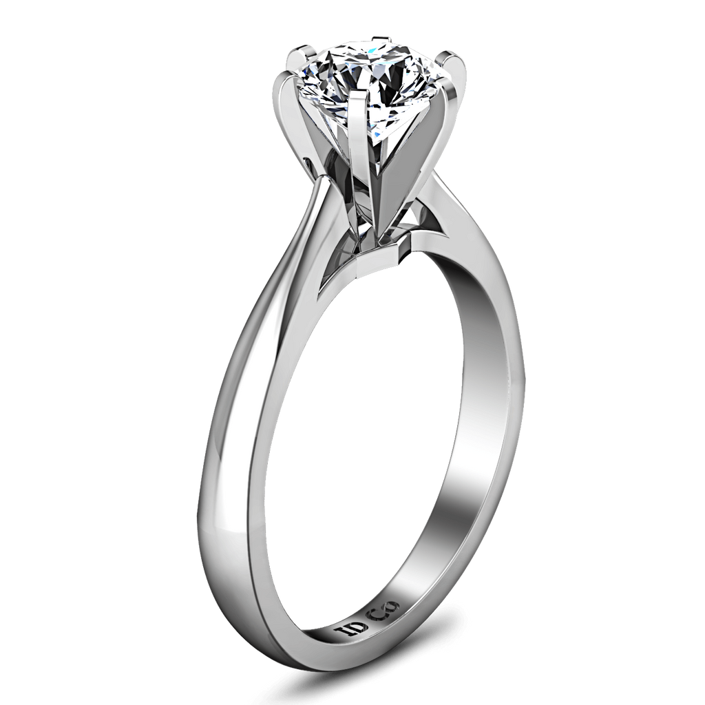 Round Diamond Solitaire Engagement Ring Tapered And Arched 14K White Gold engagement rings imaginediamonds 