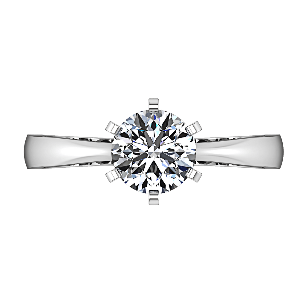 Round Diamond Solitaire Engagement Ring Tapered And Arched 14K White Gold engagement rings imaginediamonds 