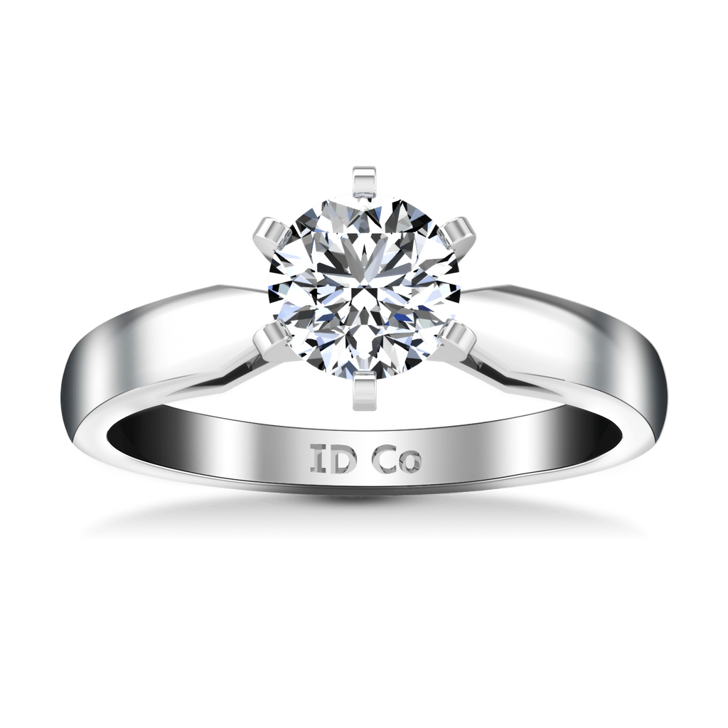 Round Diamond Solitaire Engagement Ring Wide Tappered 14K White Gold engagement rings imaginediamonds 