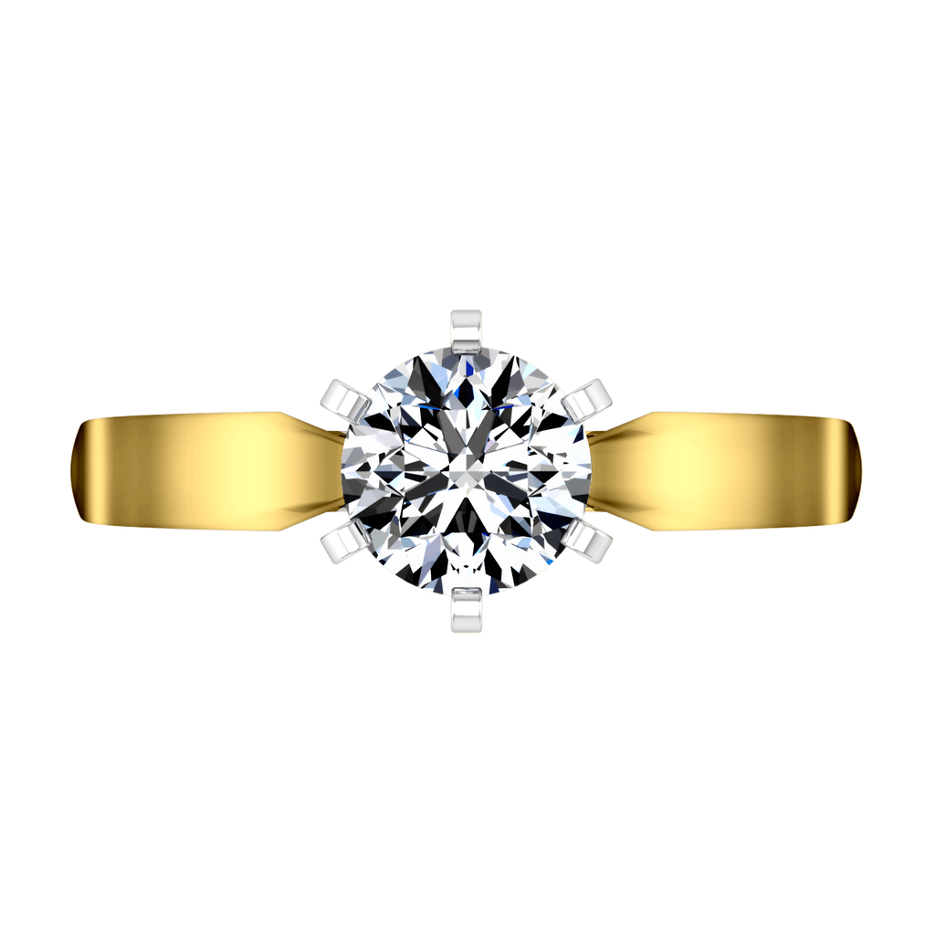 Solitaire Diamond Engagement Ring Wide Tappered 14K Yellow Gold engagement rings imaginediamonds 