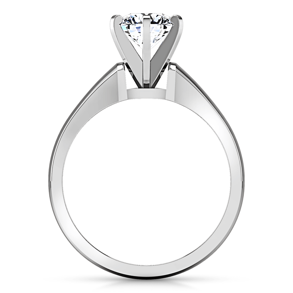 Round Diamond Solitaire Engagement Ring Stylized 6 Prong 14K White Gold engagement rings imaginediamonds 