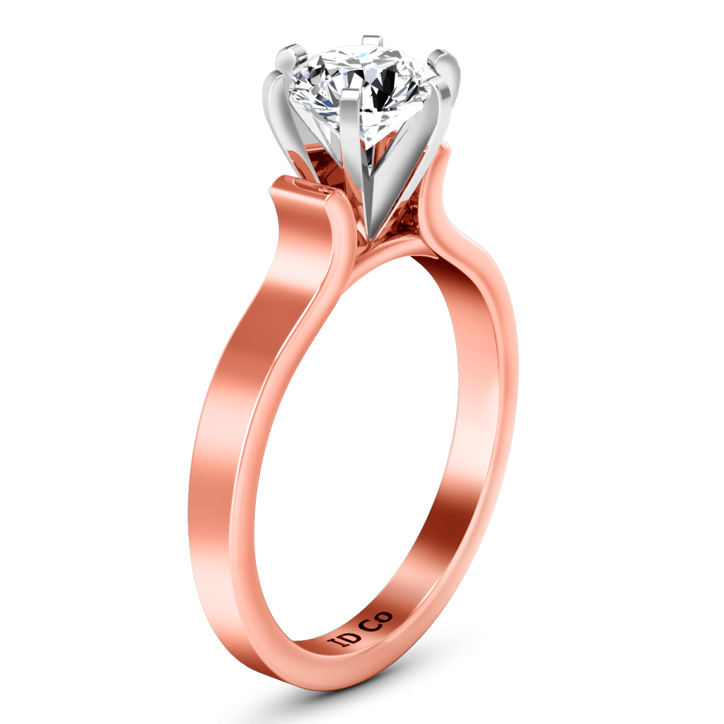 Solitaire Diamond Engagement Ring Curved Shoulder 14K Rose Gold engagement rings imaginediamonds 