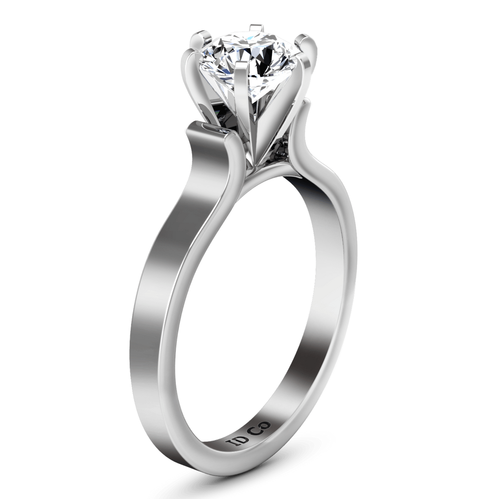 Round Diamond Solitaire Engagement Ring Curved Shoulder 14K White Gold engagement rings imaginediamonds 
