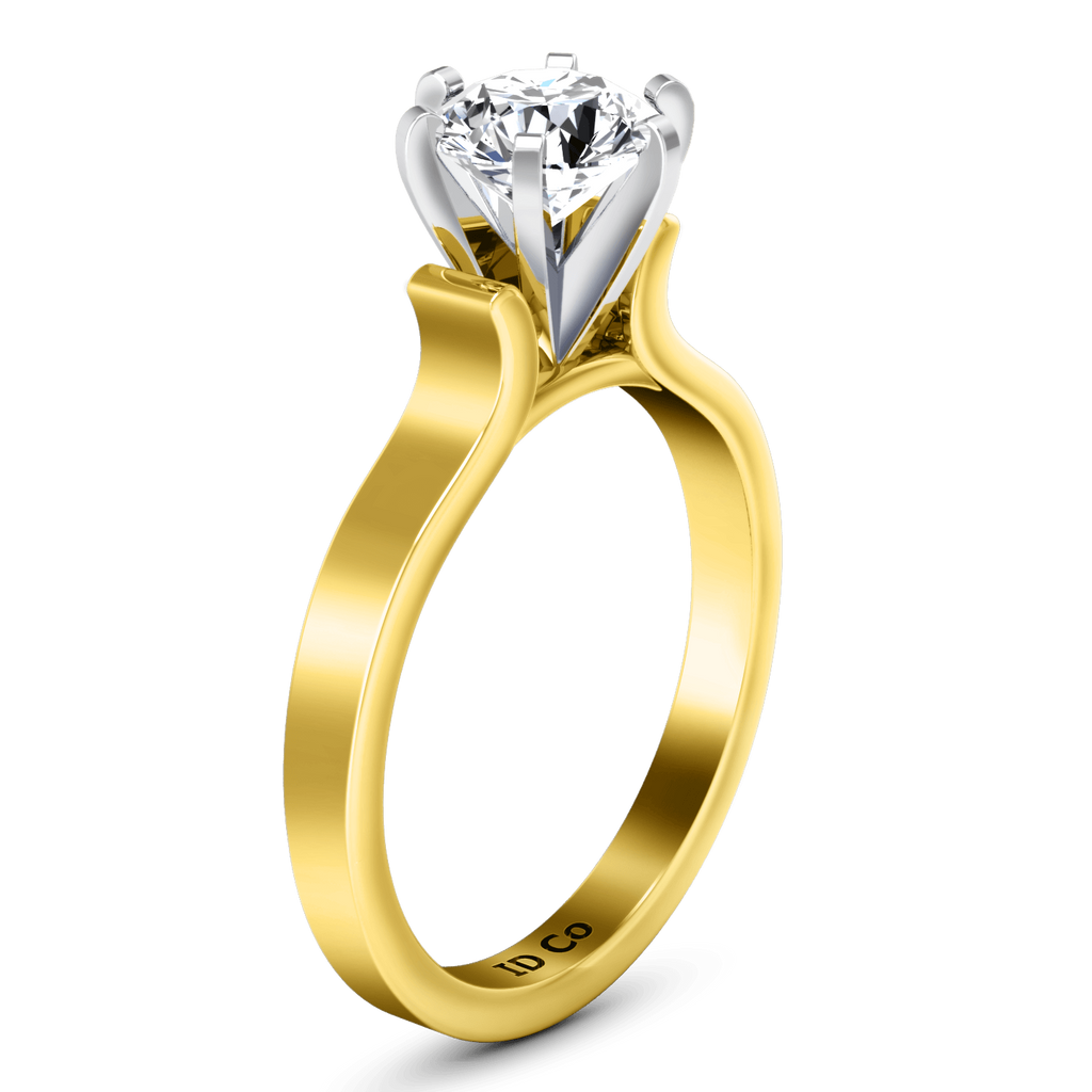 Solitaire Diamond Engagement Ring Curved Shoulder 14K Yellow Gold engagement rings imaginediamonds 