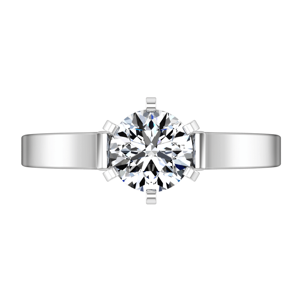 Round Diamond Solitaire Engagement Ring Curved Shoulder 14K White Gold engagement rings imaginediamonds 