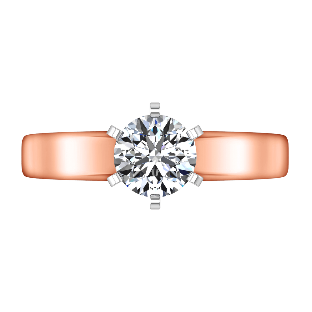 Solitaire Diamond Engagement Ring 6 Prong Contemporary 14K Rose Gold engagement rings imaginediamonds 