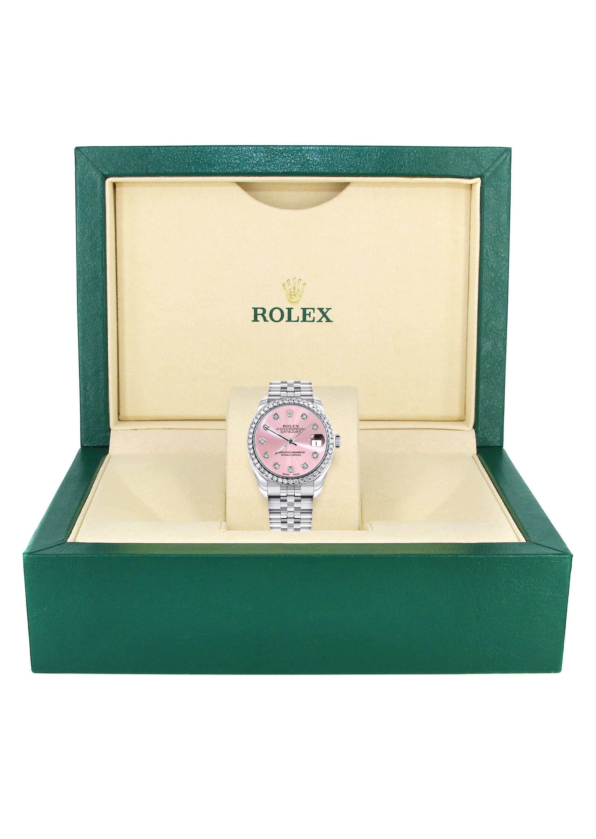 ローズANDストーン 時計 Diamond Rolex Watch | 68274 | Diamond Bezel | 31MM | Pink Diamond Dial