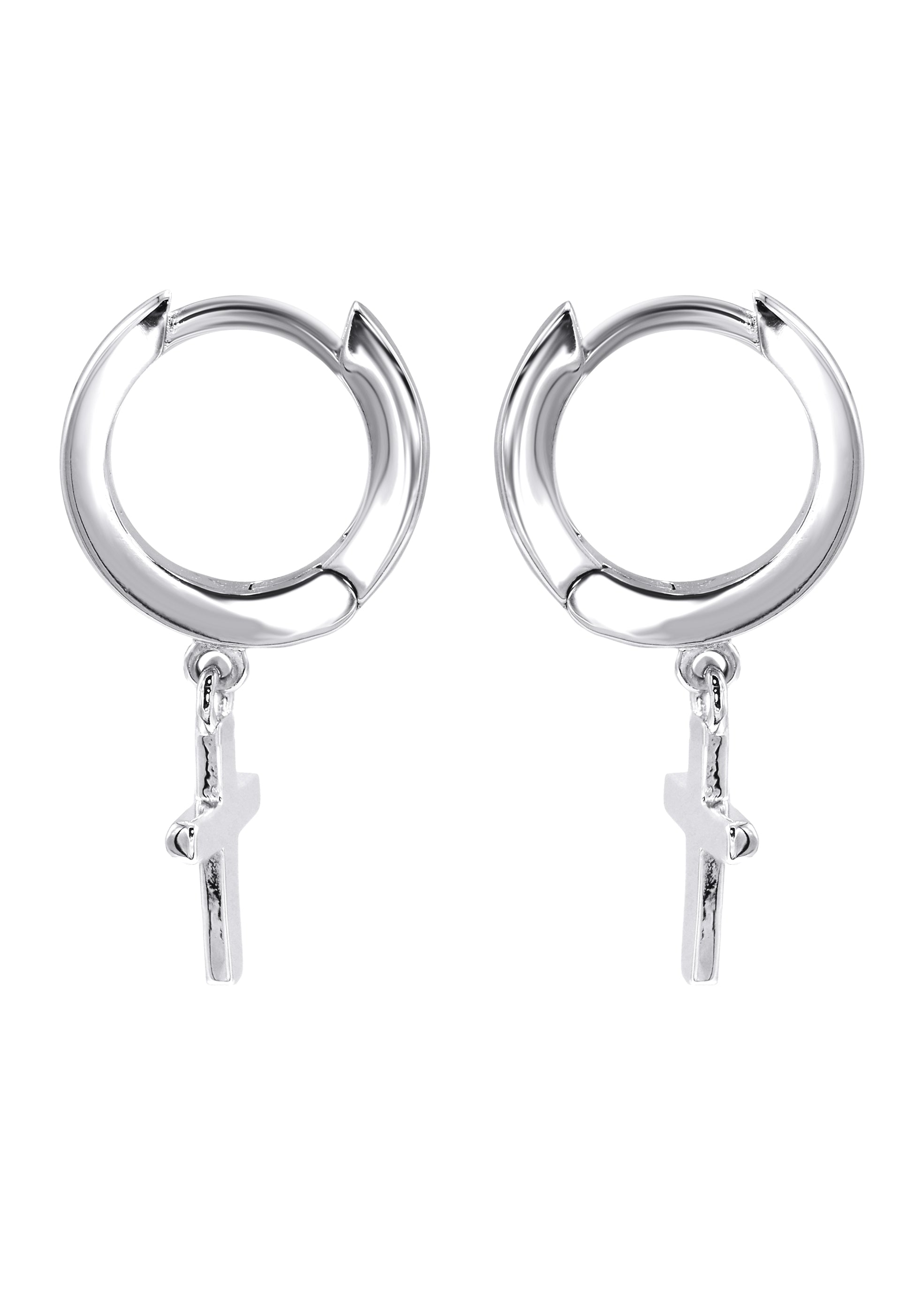 アクセサリー EAR RING PJ LOGO - SILVER Silver Hoop Cross Earrings | Appx. 2 Grams