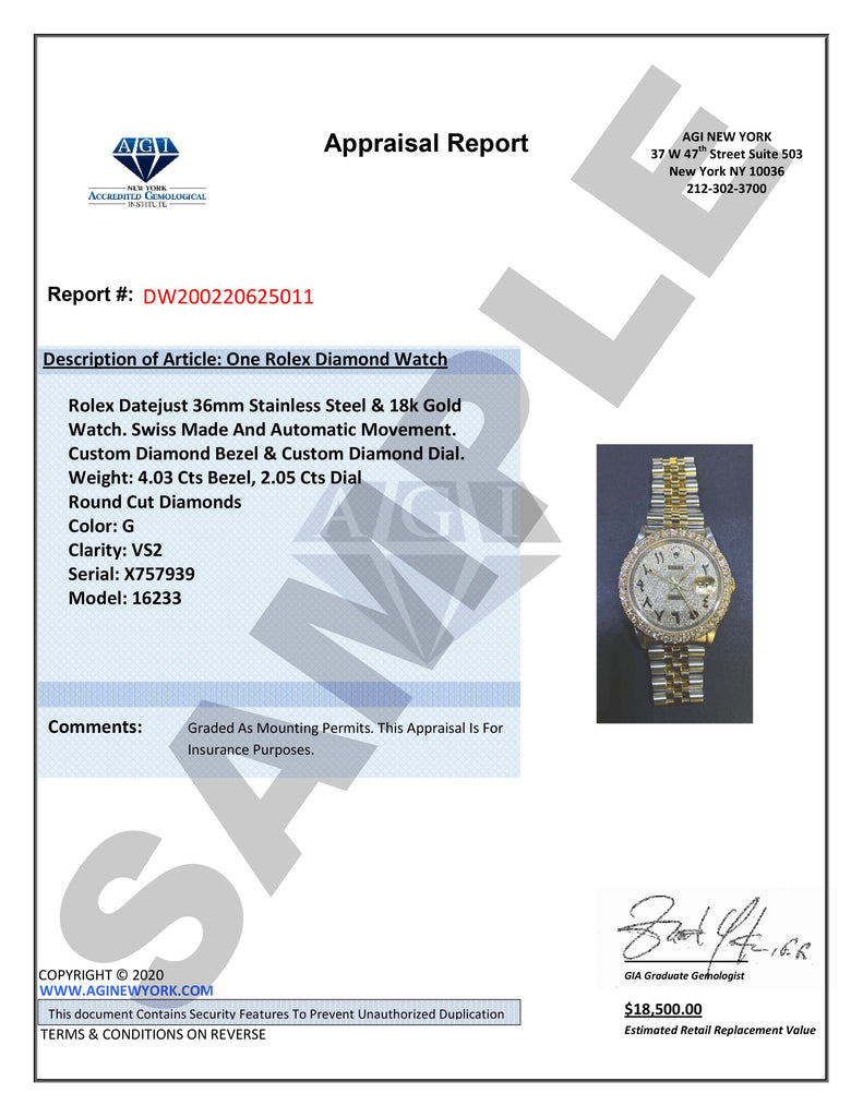 Diamond Gold Rolex Watch For Men | 36MM | Full Diamond Roman Dial | Jubilee Band CUSTOM ROLEX FROST NYC 