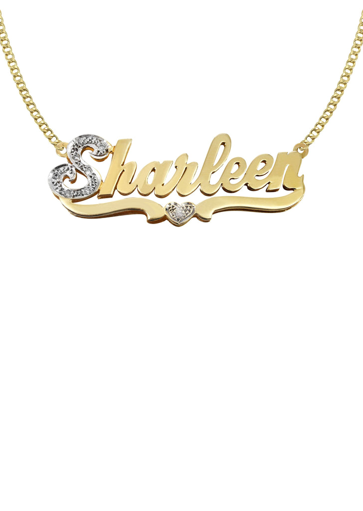 14K Ladies Two Tone Name Plate Necklace | Appx. 10 Grams Name Plate Manufacturer 16 