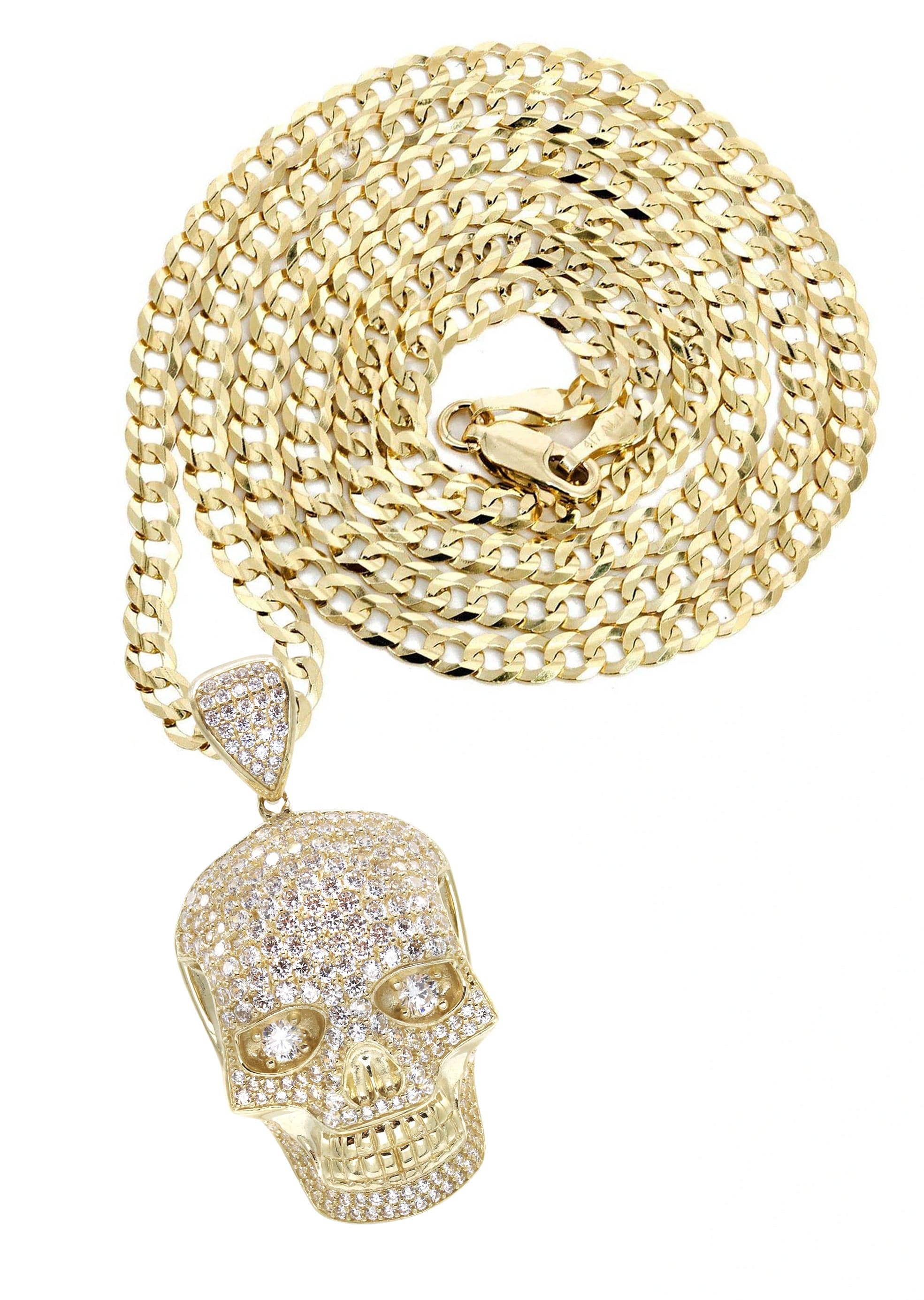10K Yellow Gold Skull Head Necklace Grams1