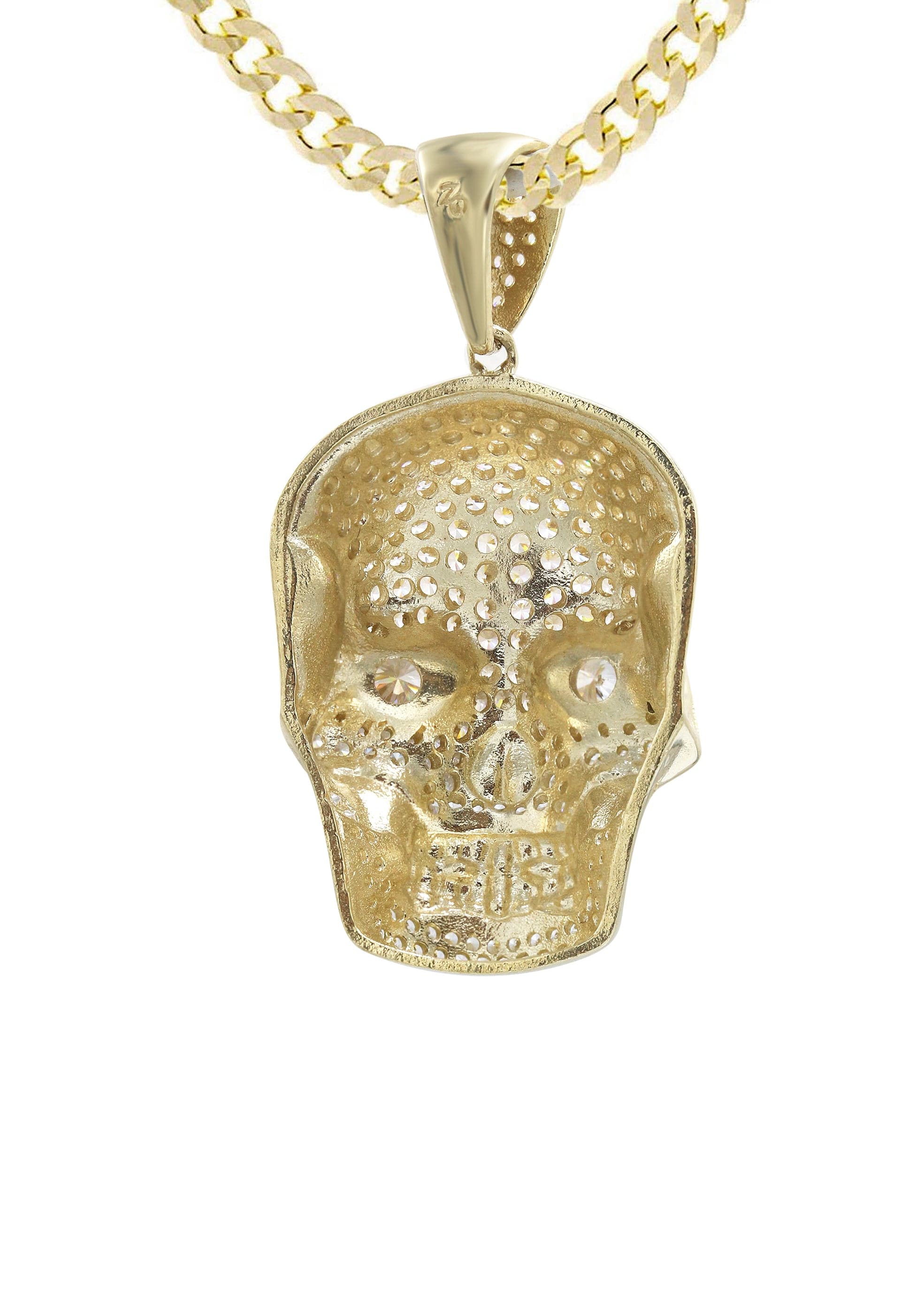10K Yellow Gold Skull Head Necklace Grams - Main Image