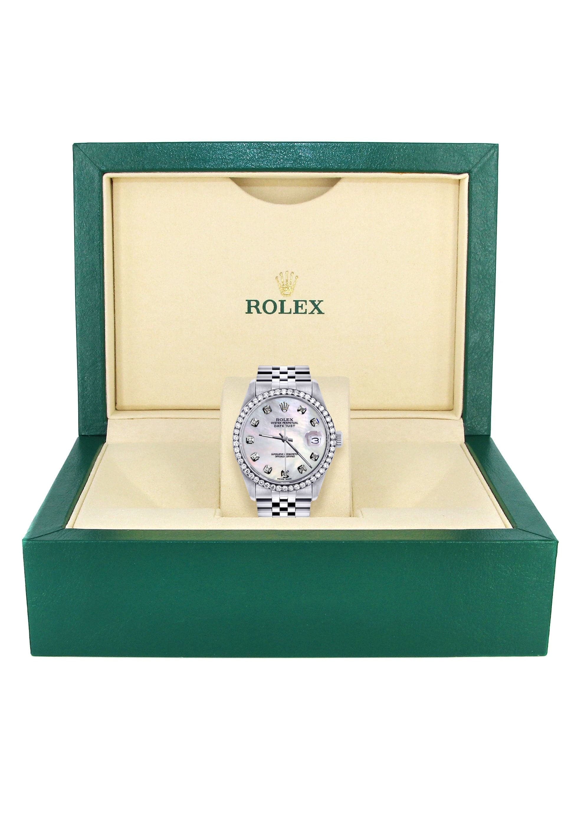 Montre Rolex Datejust Pour Homme En Diamant 16200 36 Mm Nacre