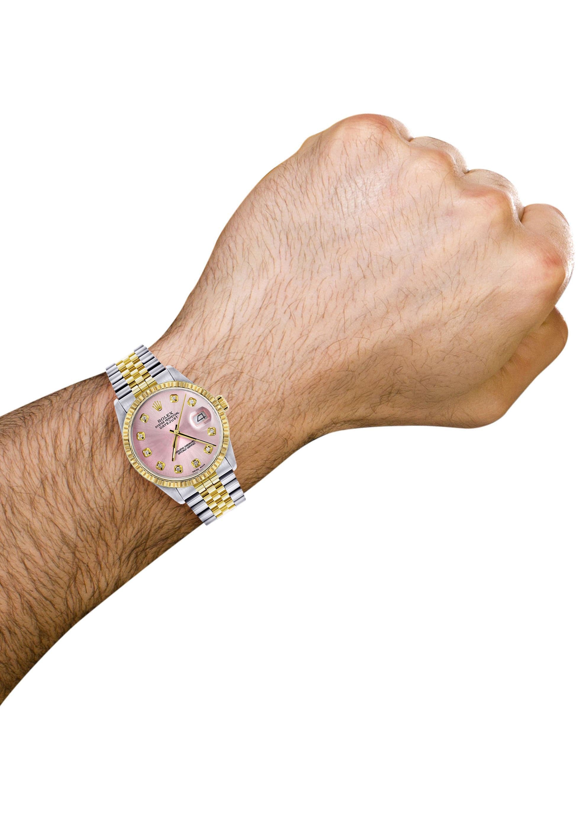 Mens Rolex Datejust Watch 16233 Two Tone | 36Mm | Pink Dial | Jubilee Mens Rolex Datejust Watch 16233 Two Tone | 36Mm | Pink Dial | Jubilee
