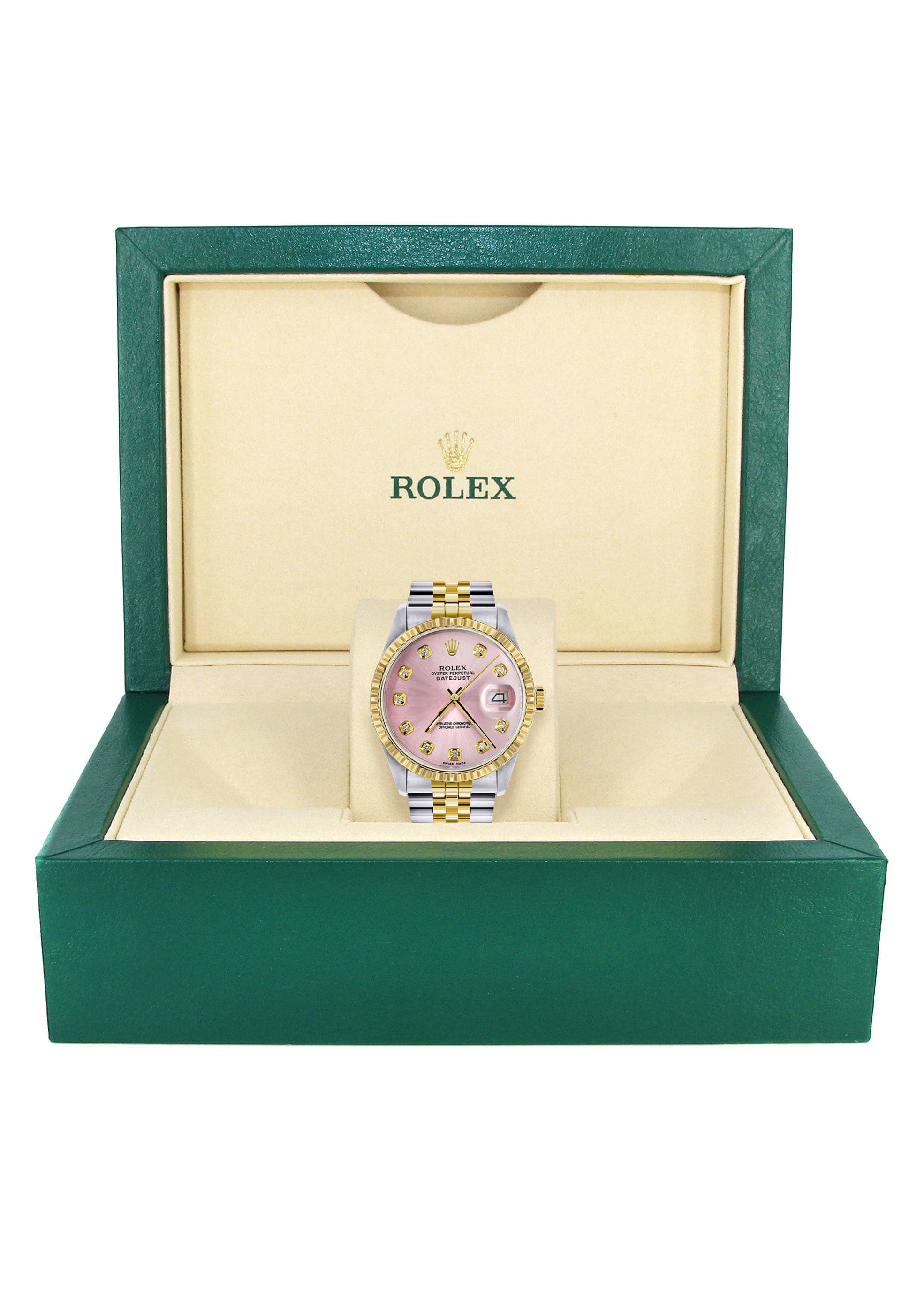 Mens Rolex Datejust Watch 16233 Two Tone | 36Mm | Pink Dial | Jubilee