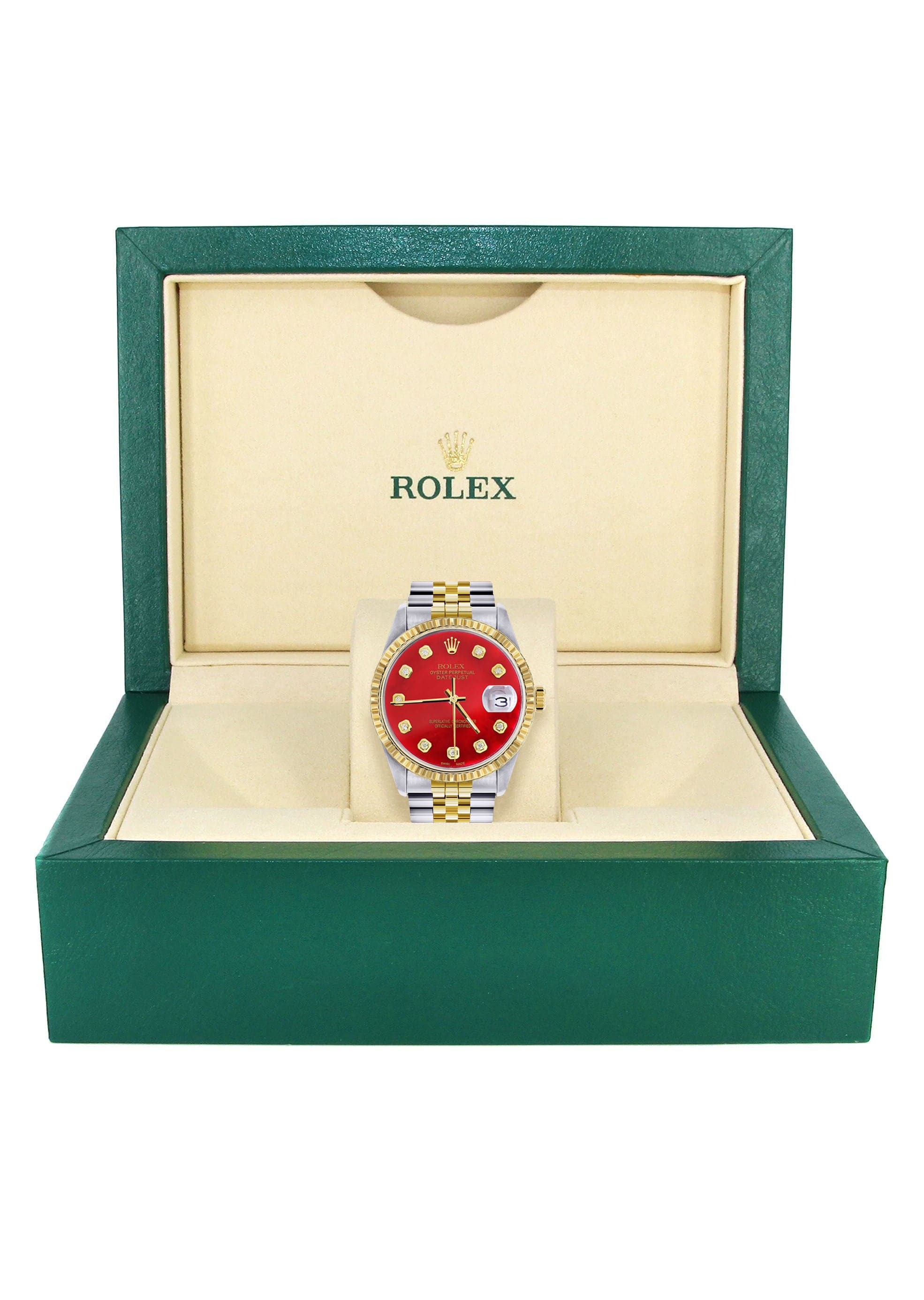 Mens Rolex Datejust Watch 16233 Two Tone | 36Mm | Red Dial | Jubilee B