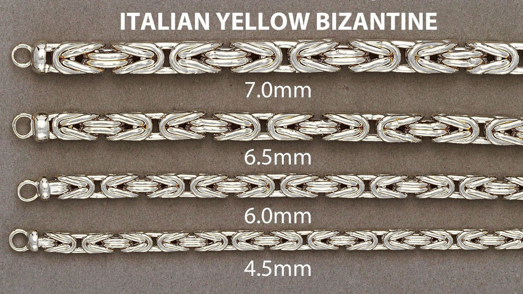 Mens Semi Solid Italian Byzantine Chain - White 10k Gold