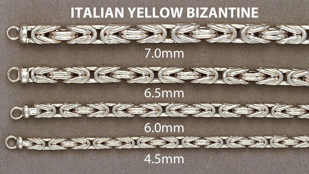 Mens Semi Solid Italian Byzantine Chain - White 10k Gold