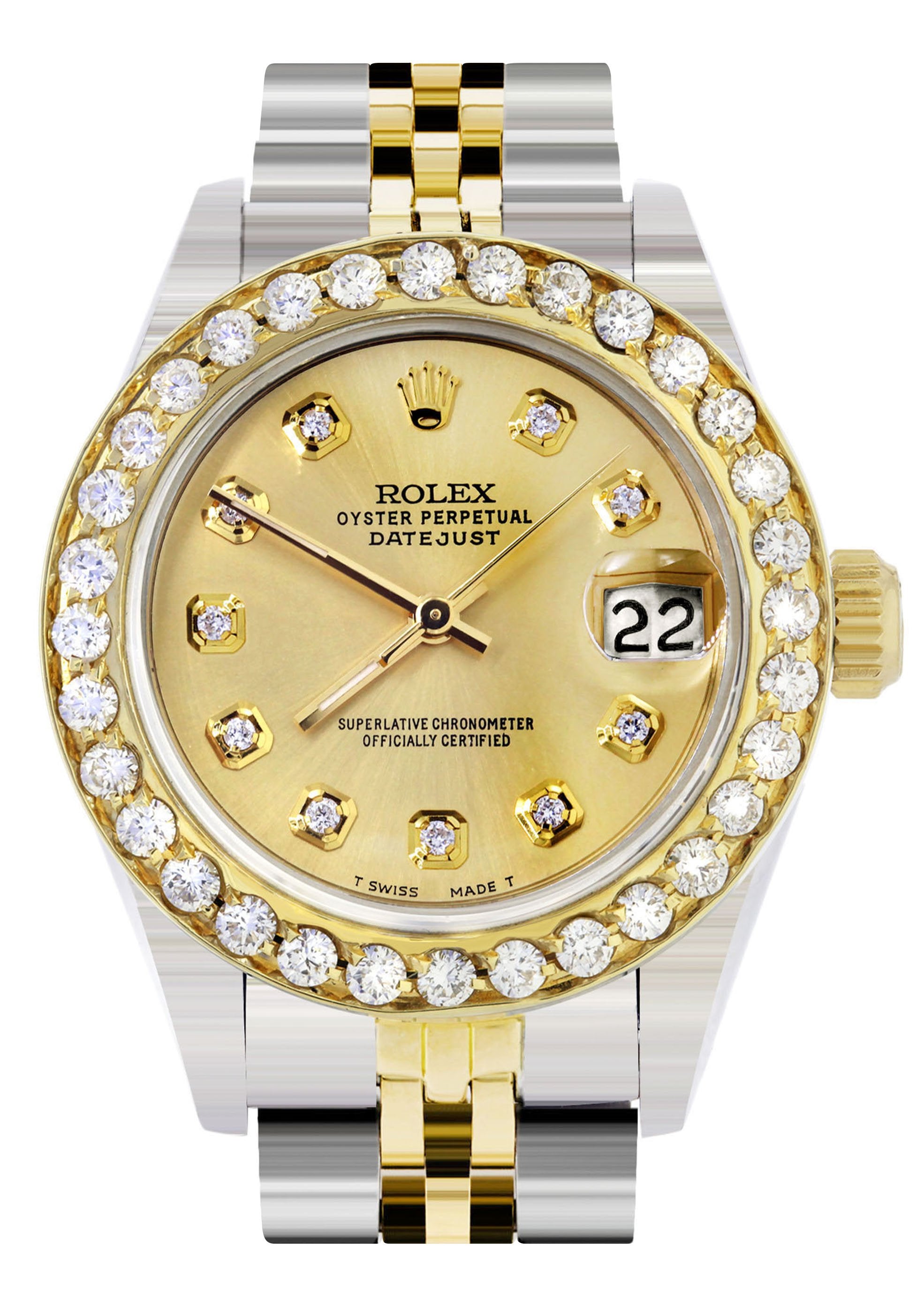 Jam Tangan Wanita Rolex Berlian Emas Bezel Karat 26Mm Dial