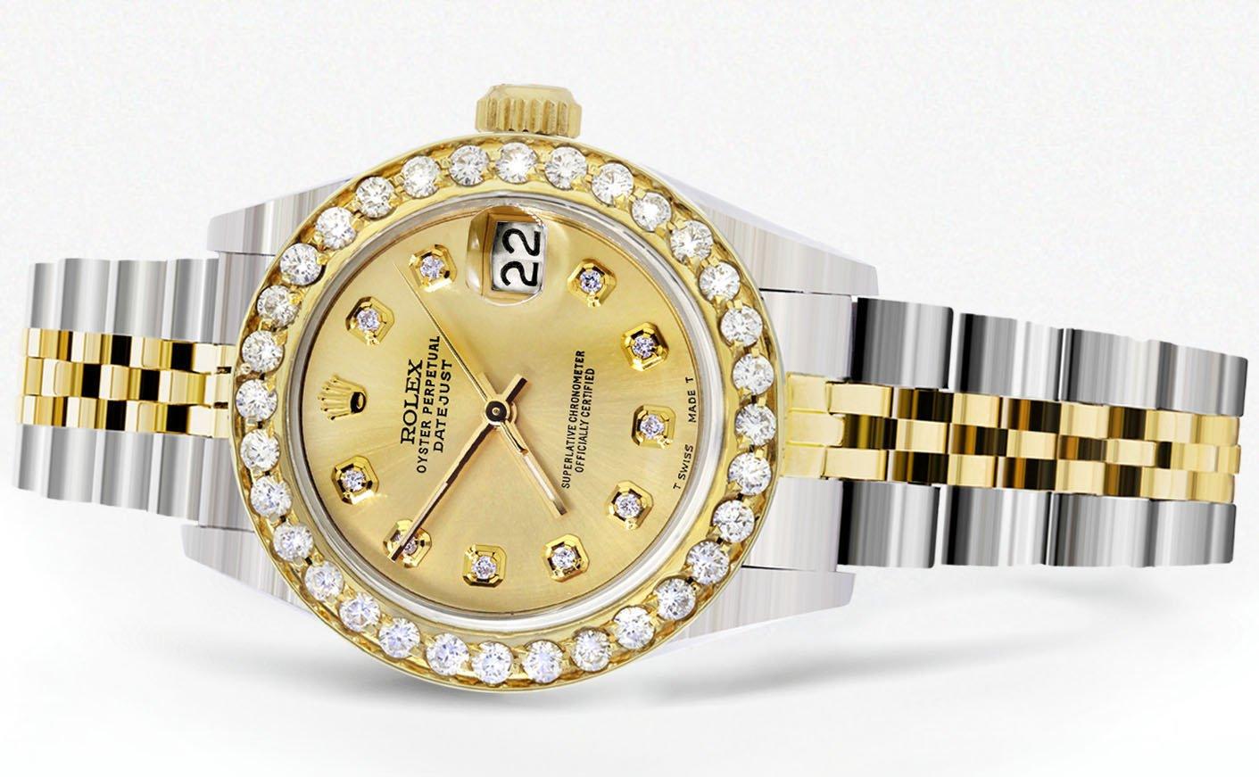 Sale! Rolex Ladies 1ct++ 18k Diamond Watch! WOW!! ROLEX LADIES PRESIDENT DATEJUST 6917 18K GOLD SILVER 1.5 CT  main image 4
