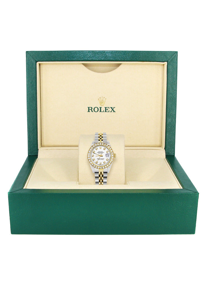 Womens Diamond Gold Rolex Watch | 1 Carat Bezel | 26Mm | White Dial | Jubilee Band women custom rolex MANUFACTURER 11 