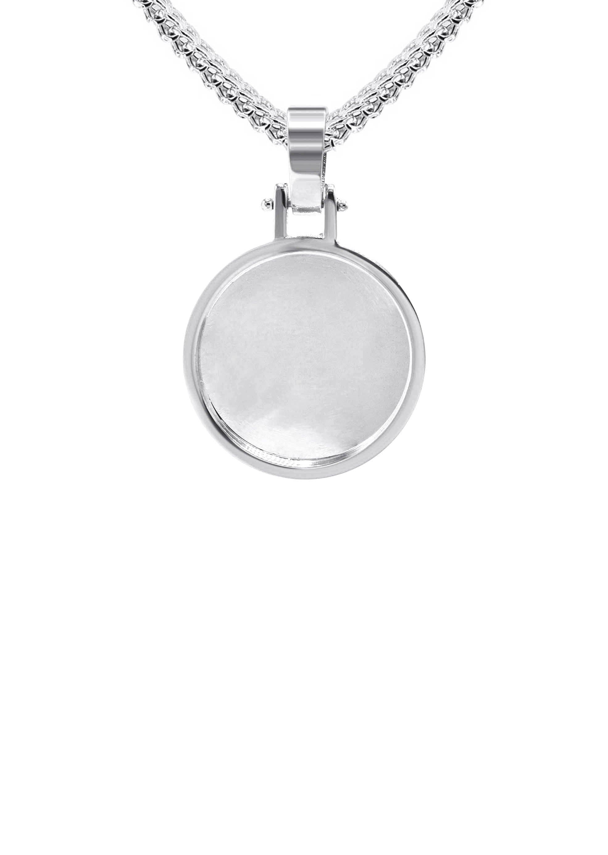 10K/14K White Gold Small Round Picture Pendant Necklace